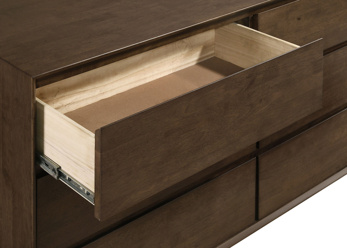 Glenwood 6-drawer Dresser and Mirror Warm Brown - Home Elegance USA