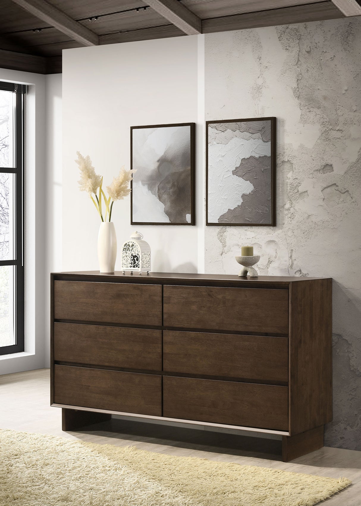 Glenwood 6-drawer Dresser Cabinet Warm Brown - Home Elegance USA