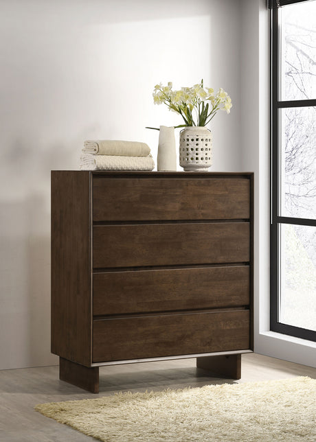 Glenwood 4-drawer Chest of Drawers Warm Brown - Home Elegance USA