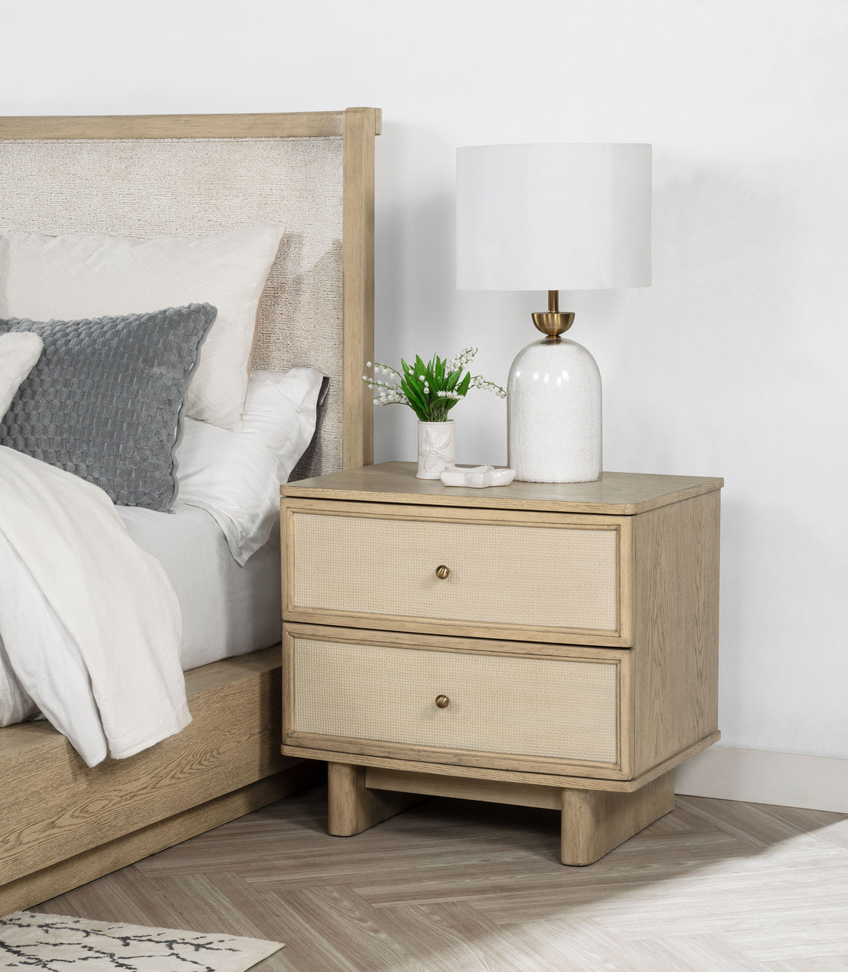 Kailani 2-drawer Nightstand Bedside Table Beige Oak - Home Elegance USA