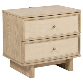 Kailani 2-drawer Nightstand Bedside Table Beige Oak - Home Elegance USA