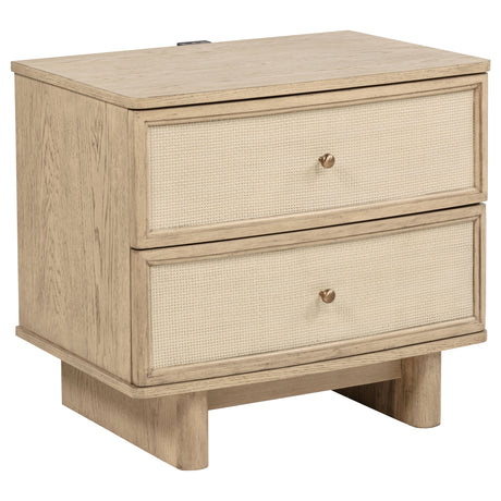 Kailani 2-drawer Nightstand Bedside Table Beige Oak - Home Elegance USA