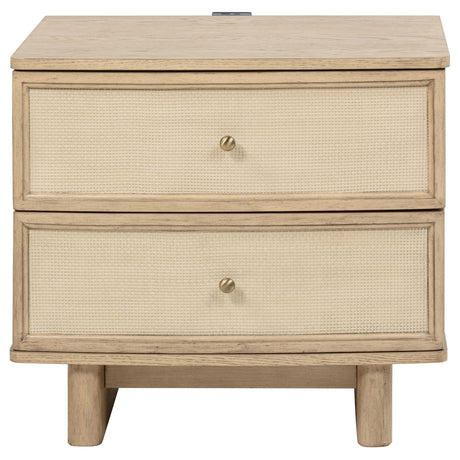 Kailani 2-drawer Nightstand Bedside Table Beige Oak - Home Elegance USA