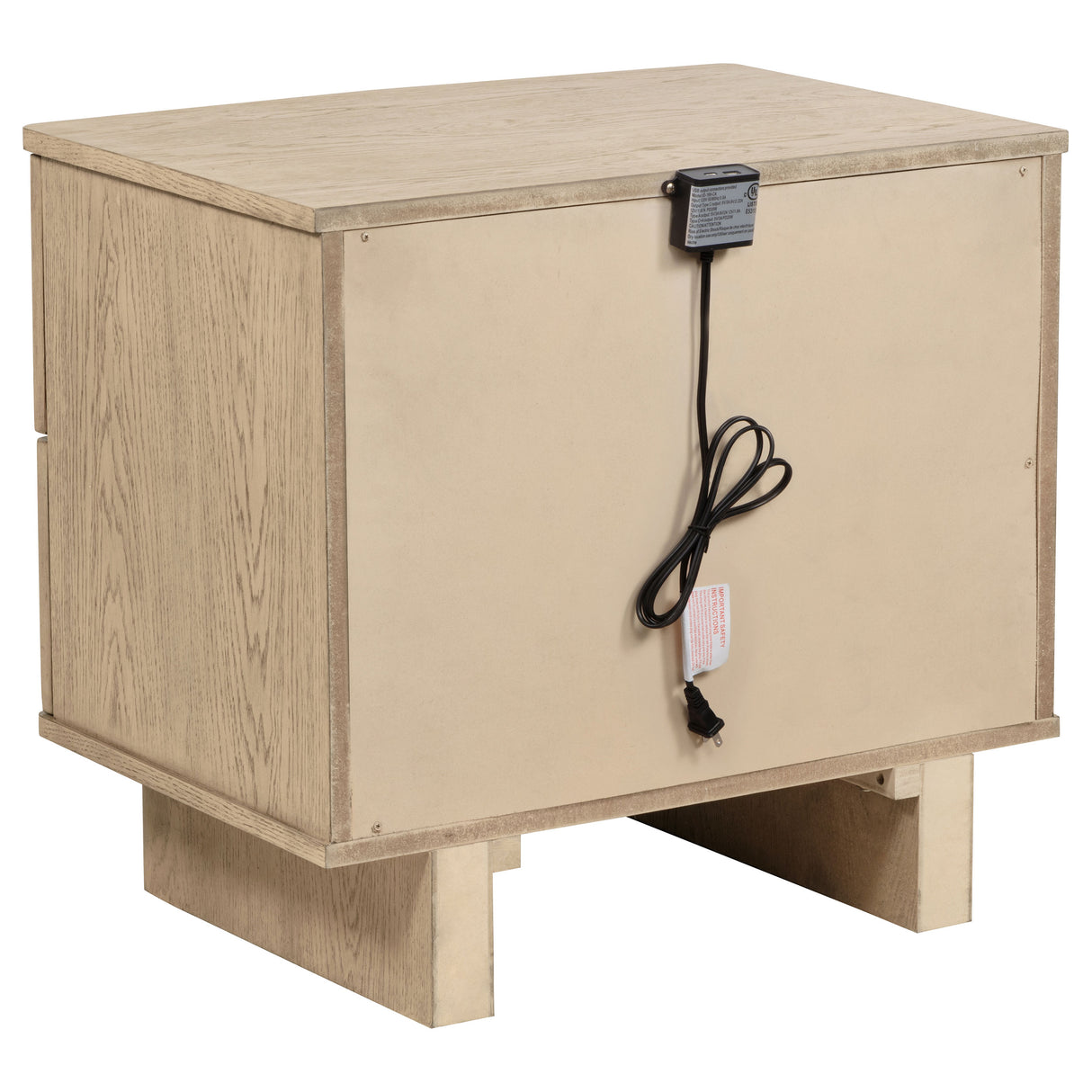 Kailani 2-drawer Nightstand Bedside Table Beige Oak - Home Elegance USA