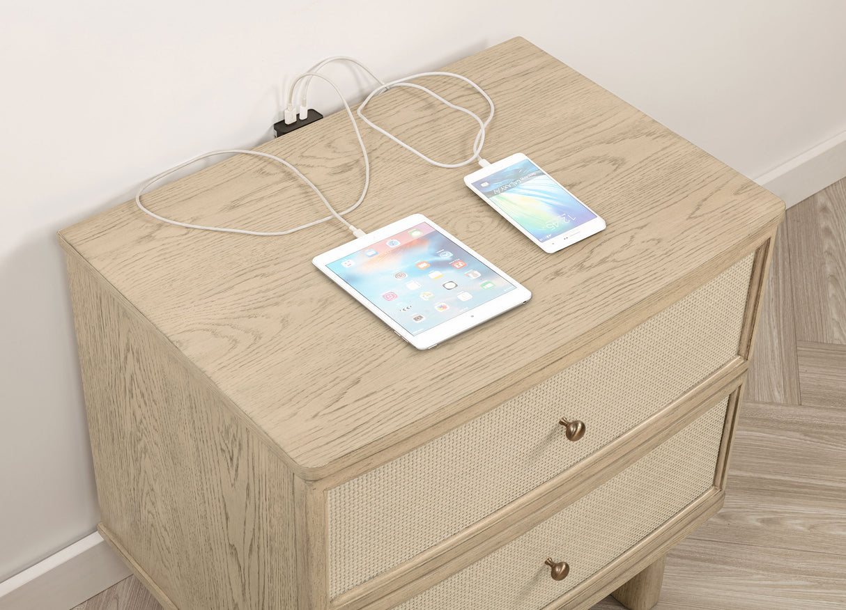 Kailani 2-drawer Nightstand Bedside Table Beige Oak - Home Elegance USA