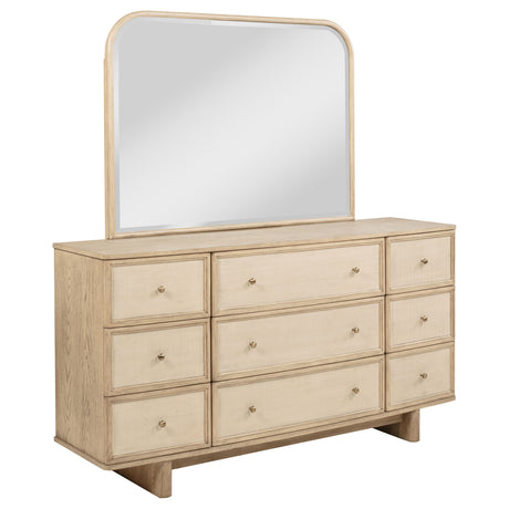 Kailani 9-drawer Dresser and Mirror Beige Oak - Home Elegance USA