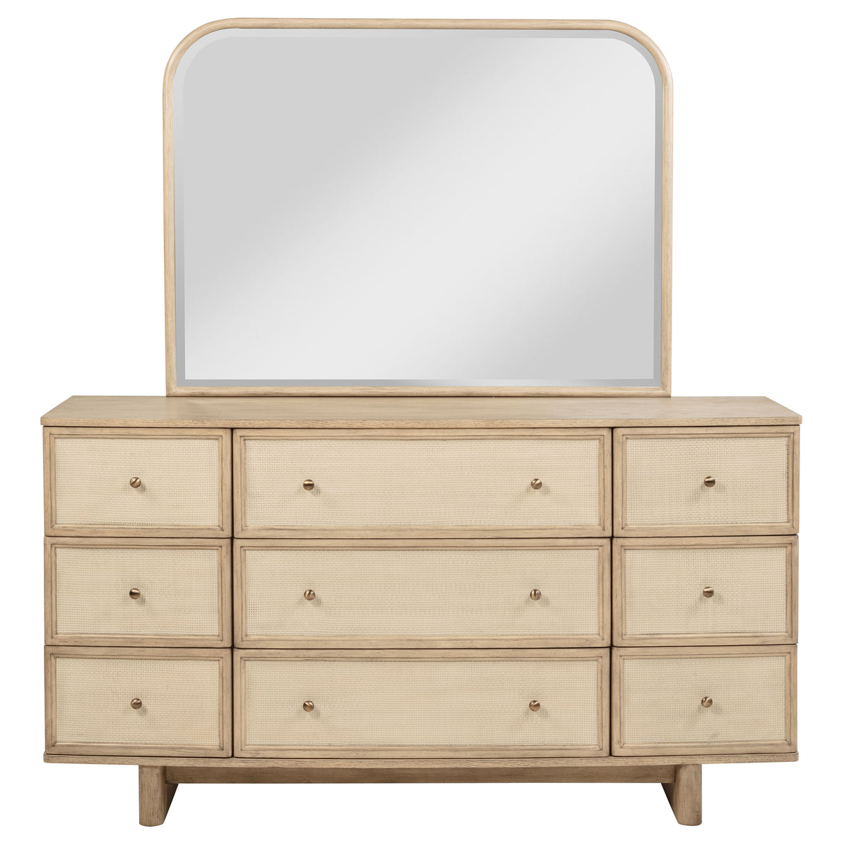 Kailani 9-drawer Dresser and Mirror Beige Oak - Home Elegance USA