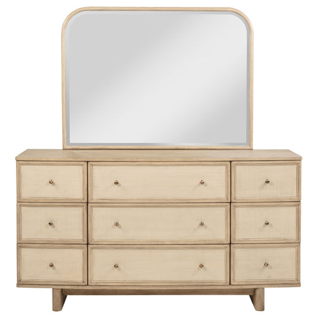Kailani 9-drawer Dresser and Mirror Beige Oak - Home Elegance USA