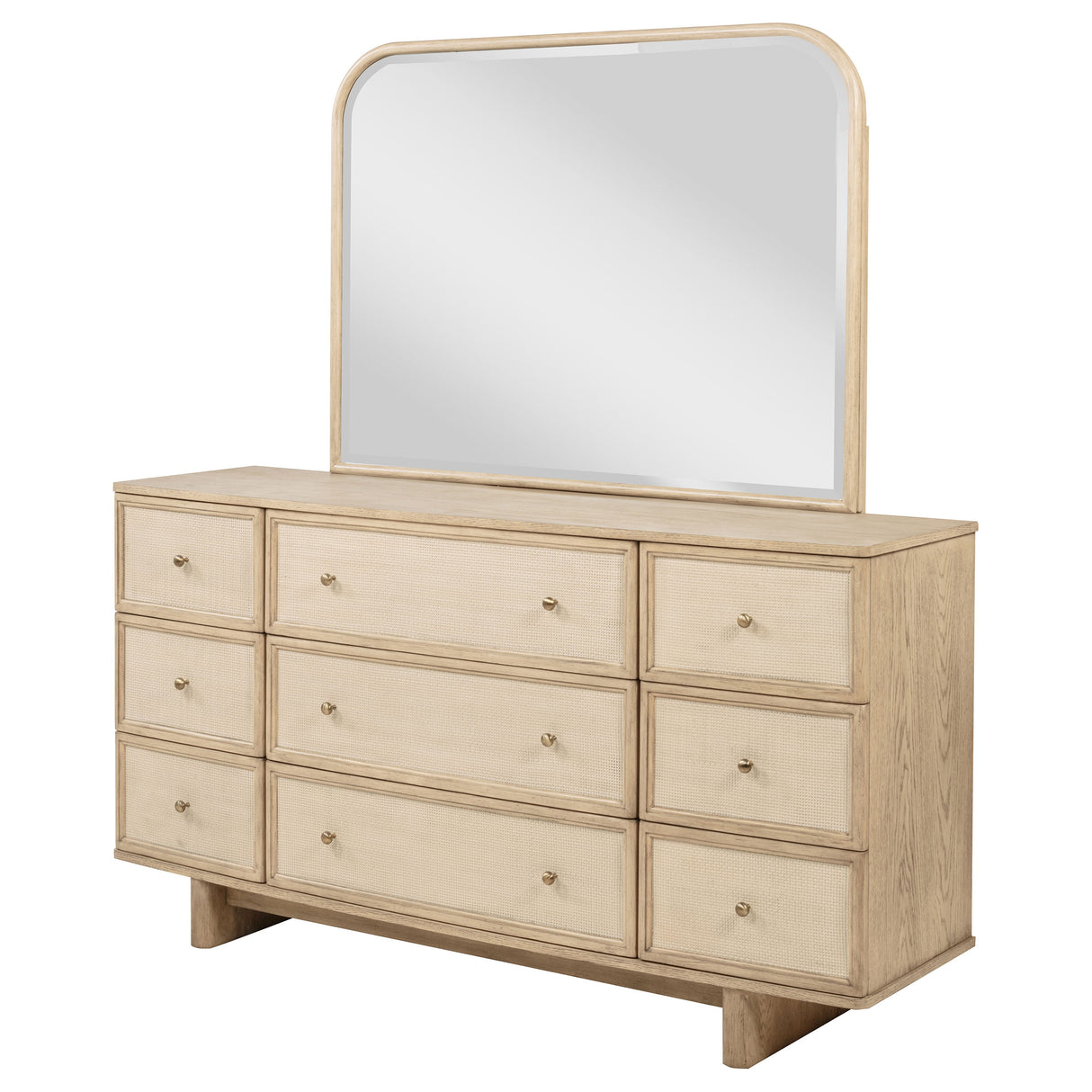 Kailani 9-drawer Dresser and Mirror Beige Oak - Home Elegance USA