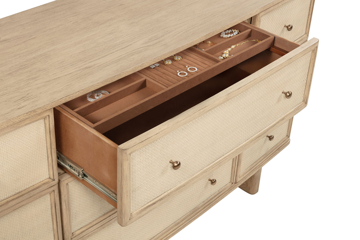 Kailani 9-drawer Dresser and Mirror Beige Oak - Home Elegance USA