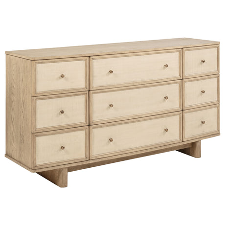 Kailani 9-drawer Dresser Cabinet Beige Oak - Home Elegance USA
