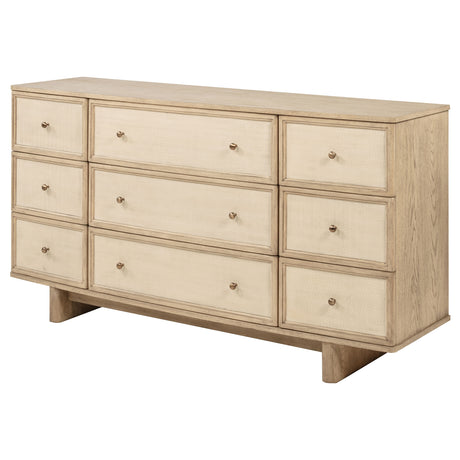 Kailani 9-drawer Dresser Cabinet Beige Oak - Home Elegance USA