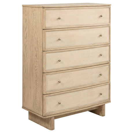 Kailani 5-drawer Bedroom Chest of Drawers Beige Oak - Home Elegance USA
