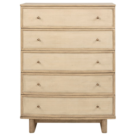 Kailani 5-drawer Bedroom Chest of Drawers Beige Oak - Home Elegance USA