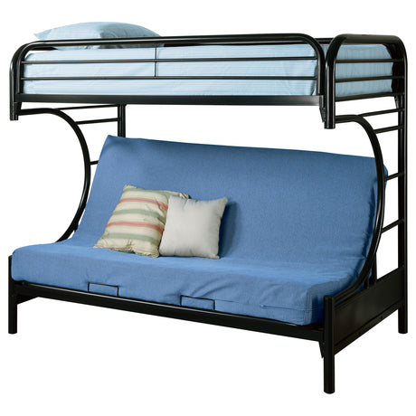 Twin / Futon Bunk Bed - Montgomery Twin Over Futon Bunk Bed Glossy Black