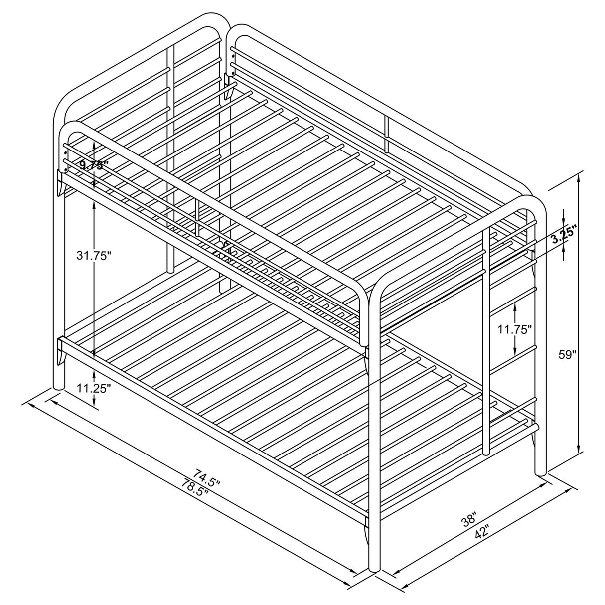 Twin / Twin Bunk Bed - Morgan Twin Over Twin Bunk Bed Silver