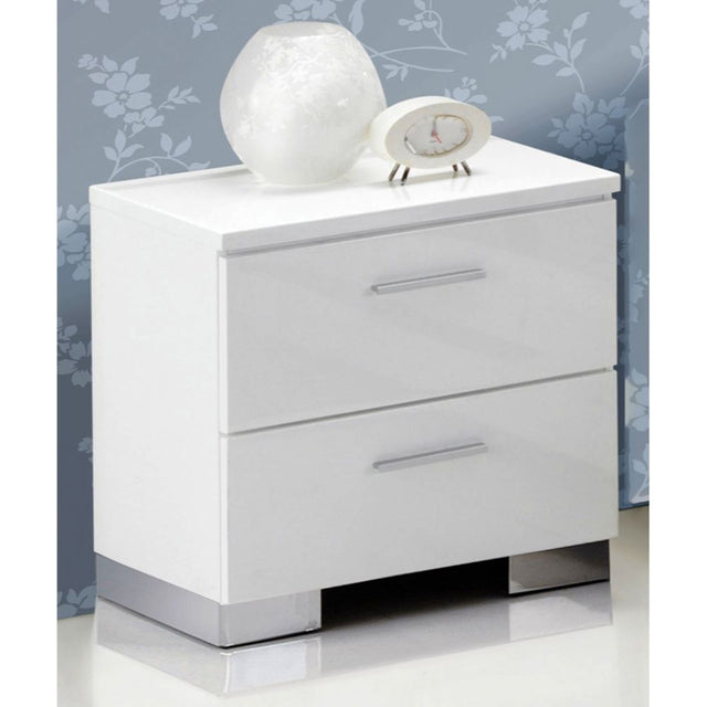 Acme - Lorimar Nightstand 22633 White & Chrome Leg Finish