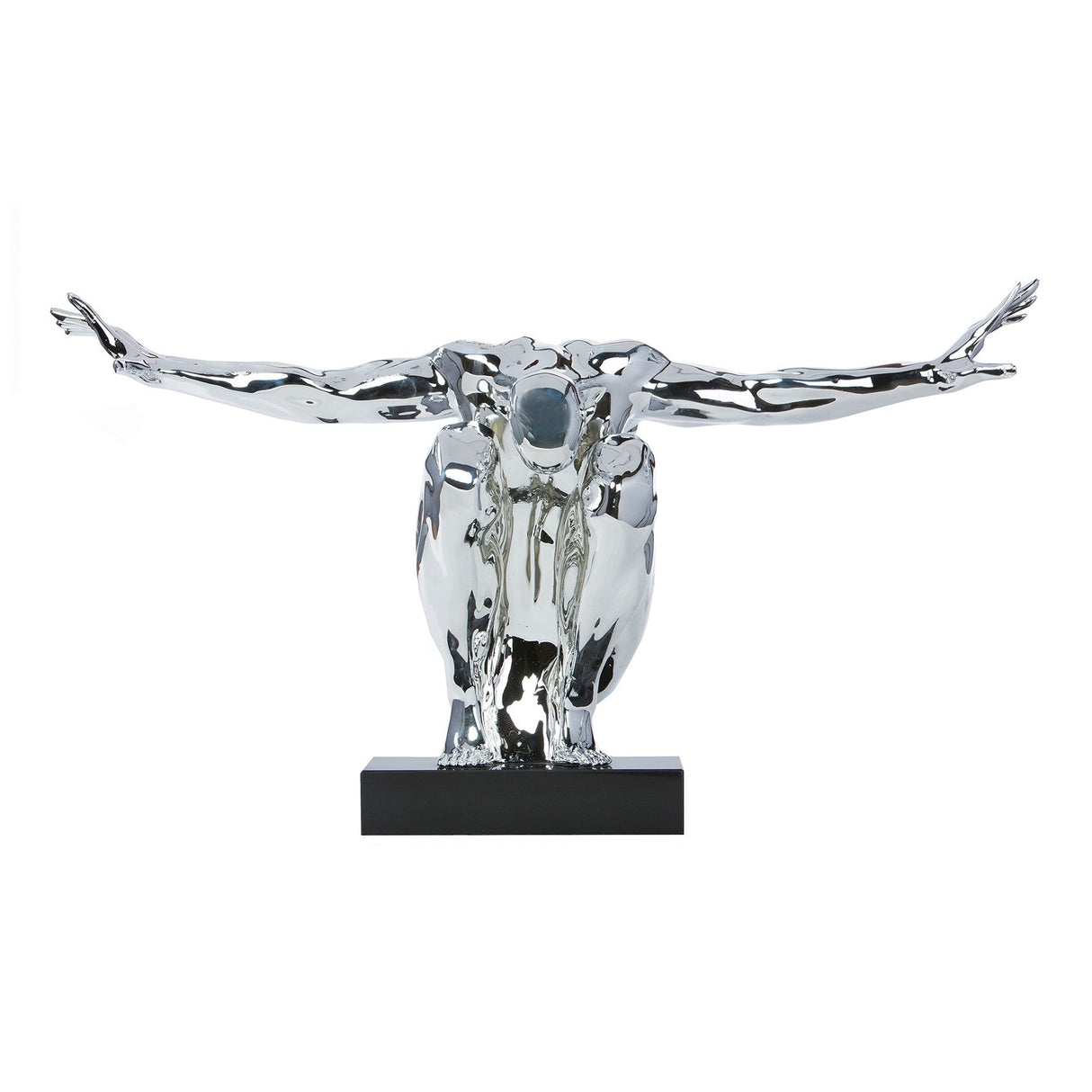 Large Saluting Man Resin Sculpture // Chrome  | Finesse