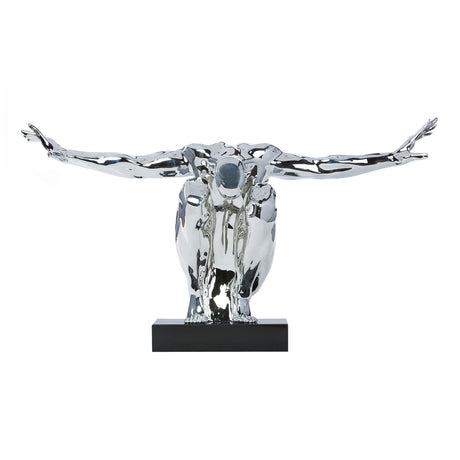 Large Saluting Man Resin Sculpture // Chrome  | Finesse - sold by Home Elegance USA
