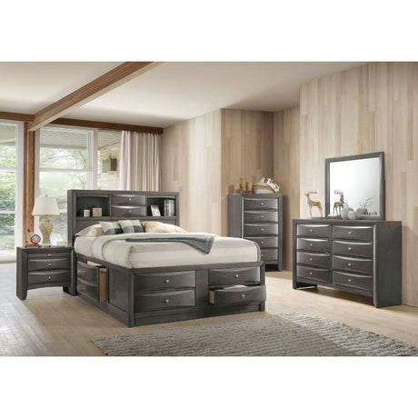 Acme - Ireland EK Bed W/Storage 22696EK Gray Oak Finish