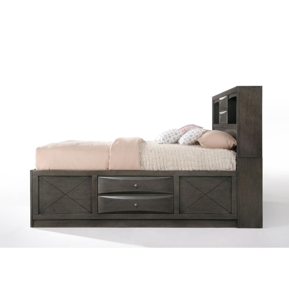 Acme - Ireland Queen Bed W/Storage 22700Q Gray Oak Finish
