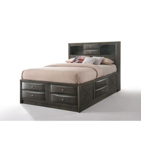 Acme - Ireland Full Bed W/Storage 22710F Gray Oak Finish