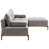 100.7'' L - Shape Sectional Sofa 3 - Seater Couches with a Removable Ottoman, Comfortable Fabric for Living Room, Apartment, Grey - SG001210AAE - image - 15