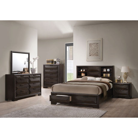 Acme - Merveille EK Bed W/Storage 22867EK Espresso Finish