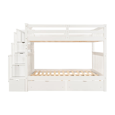 Full Over Full Bunk Bed with Shelves and 6 Storage Drawers, White(Old SKU:LT000046AAK) - sold by Home Elegance USA