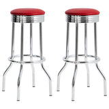 Swivel Bar Stool - Theodore Upholstered Top Bar Stools Red and Chrome (Set of 2)