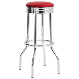 Swivel Bar Stool - Theodore Upholstered Top Bar Stools Red and Chrome (Set of 2)