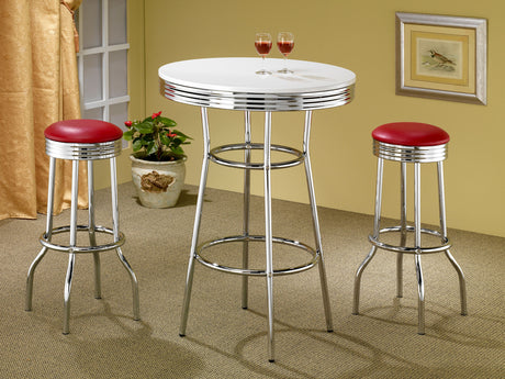 Swivel Bar Stool - Theodore Upholstered Top Bar Stools Red and Chrome (Set of 2)