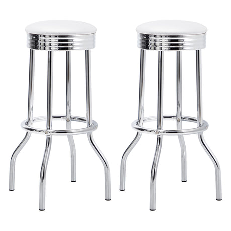 Swivel Bar Stool - Theodore Upholstered Top Bar Stools White and Chrome (Set of 2)