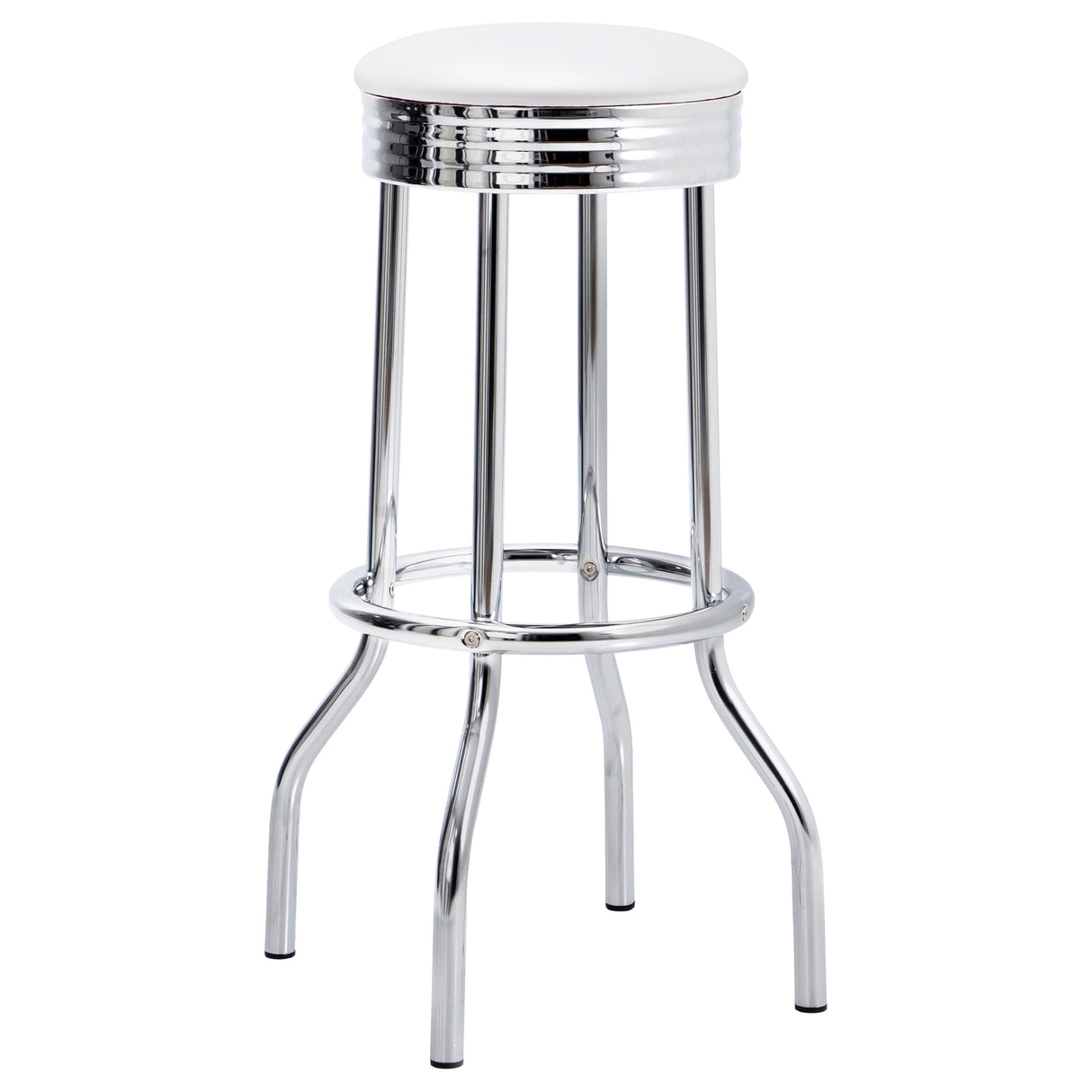 Swivel Bar Stool - Theodore Upholstered Top Bar Stools White and Chrome (Set of 2)