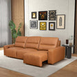 Grant Triple PWR Convertible Sofa - Cognac Leather - sold by Home Elegance USA