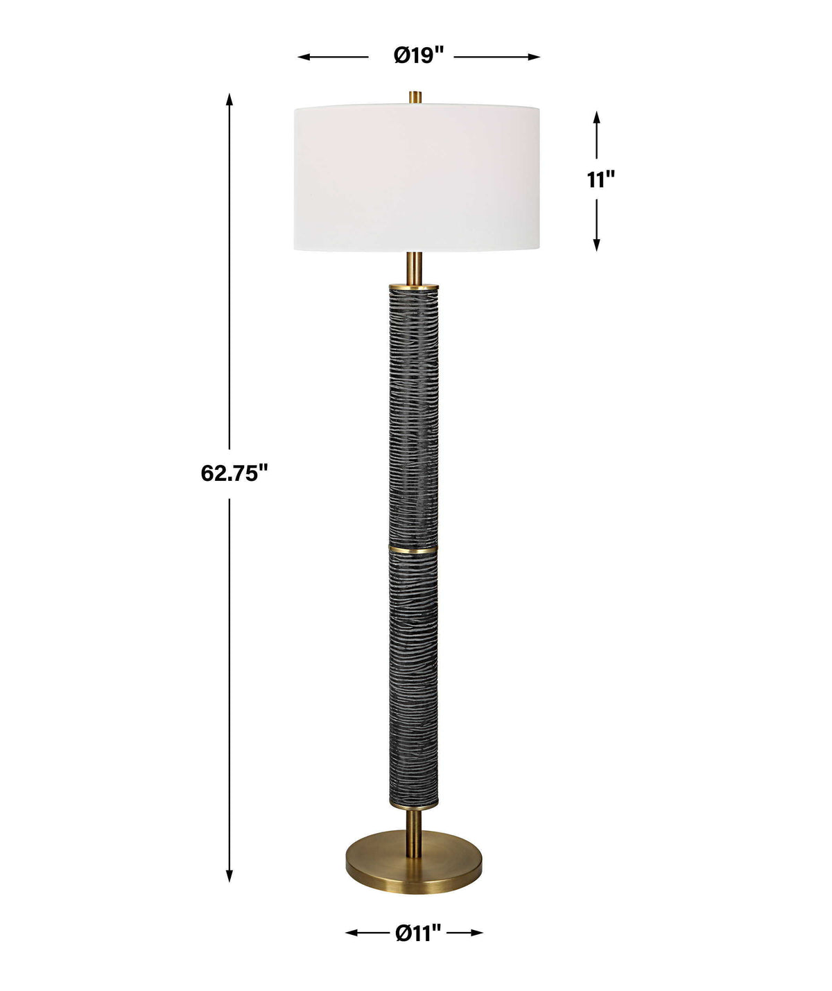 Summit Rustic Floor Lamp - Black / White by Uttermost - View 8