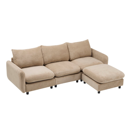 99 in. 4-Piece L Shaped Modular Free Combination Sectional Velvet Sofa Couch with Ottoman, Nomad - sold by Home Elegance USA