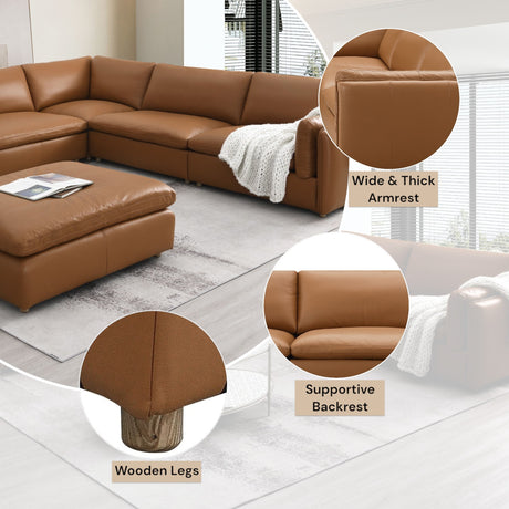 Brighton Top Grain Leather 5 Pieces Modular Sectional - sold by Home Elegance USA