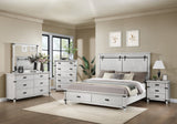 Modern Style 5 Pc King Bedroom Set Made with Wood in Antique White