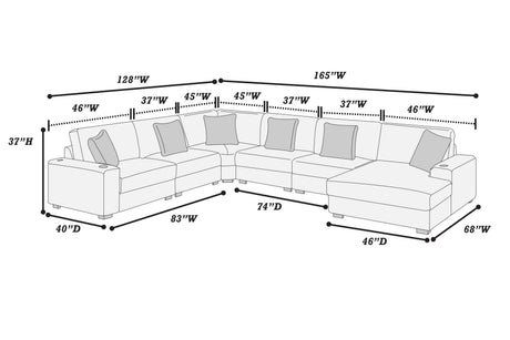Contemporary Style 6-PC Modular Sectional Sofa Set USB Cup Holder Black Finish Corduroy Living Room Furniture Couch - sold by Home Elegance USA