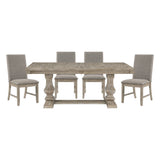 Traditional Style 5pc Dining Set Table with Extension Leaf and 4x Side Chairs Brownish Gray Finish Wooden Dining Kitchen Furniture