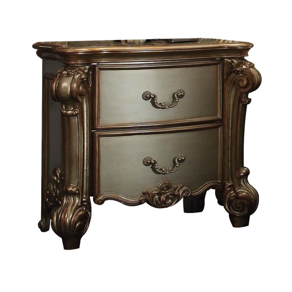 Acme - Vendome Nightstand 23003 Gold Patina Finish