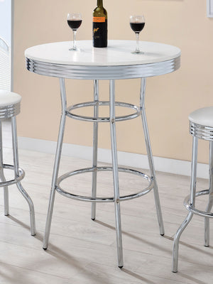 Bar Table - Theodore Round Bar Table Chrome and Glossy White