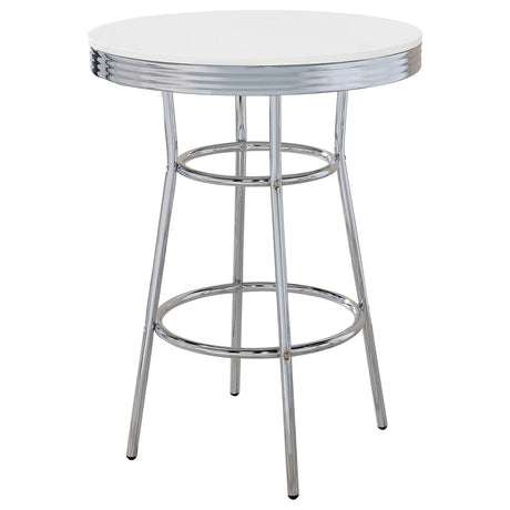 Bar Table - Theodore Round Bar Table Chrome and Glossy White