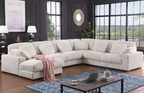 Nadine 155.5'W Beige Corduroy Modular Corner Sectional Sofa with Left-Facing Chaise - sold by Home Elegance USA
