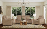 Dutch Power Reclining Sofa With Console, Power Headrest, & Lumbar - Light Brown | Flexsteel