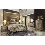 Acme - Dresden CK Bed 23154CK Bone Synthetic Leather & Gold Patina Finish