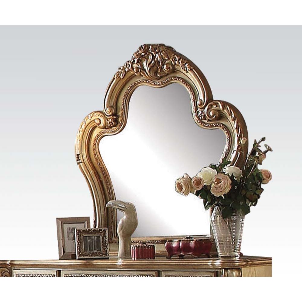 Acme - Dresden Mirror 23164 Gold Patina & Bone Finish