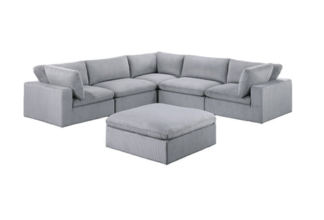 Dark Gray Color 6pc Modular Sectional Set Corduroy Upholstery Couch 3x Corner wedge 2x Armless Chairs 1x Ottoman Living Room Furniture - sold by Home Elegance USA