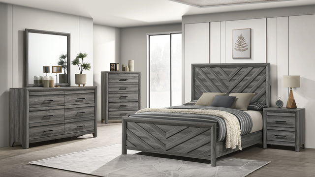Denver Modern Style 5 Pc Queen Bedroom Set Made with Wood in Gray